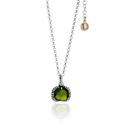 Unaloe Women's Fantasy Necklace Silver– Timeless Elegance With Green Crystal