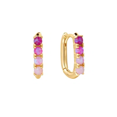 La Kaiser Women's Gold Pink Opal Ombre Oblong Ella Hoops
