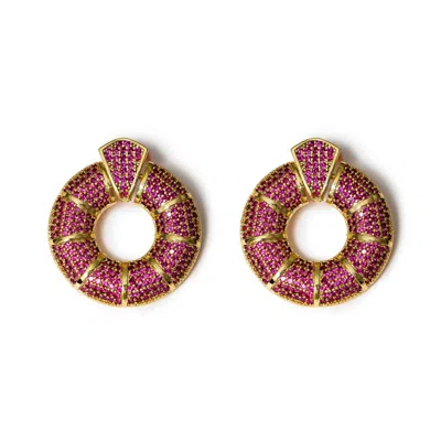 Kybele Studio Women's Gold / Pink / Purple Donut Hoop Earrings In Pink In Multi