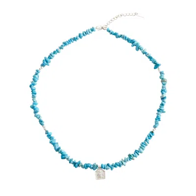 Rize Women's Blue / Silver Turquoise Goddess Necklace - Sterling Silver