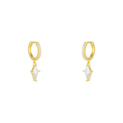 Spero London Sterling Silver Triangle Pave Spike Hoop Earrings