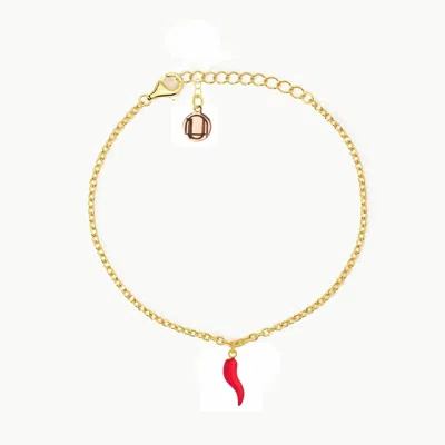 Unaloe Women's Gold / Red Gold-plated Silver Bracelet With Red Horn Pendant In Multi