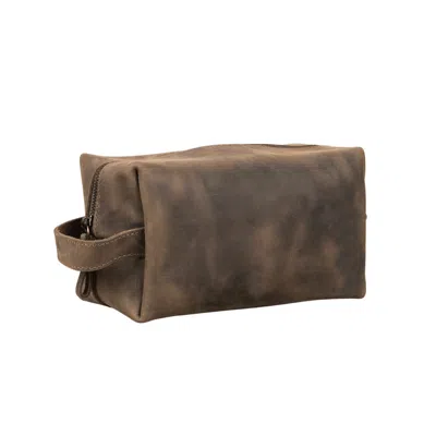 Leathere Women's Handmade Leather Makeup Bag - Brown- Minneapolis
