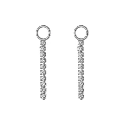 Outofoffice Women's Silver Ten Round Pave Charm For Earring Huggies