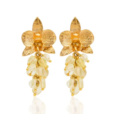 Kybele Studio Women's Green / White / Silver Blooming Radiance Citrine Earrings