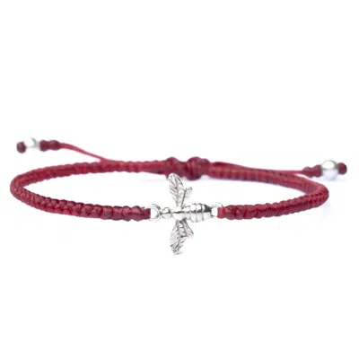 Harbour Uk Bracelets Bee Women Bracelet - Handmade Red Rope & Sterling Silver - Queen Bee