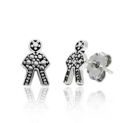 Unaloe Women's Sterling Silver Little Boy Star Earrings