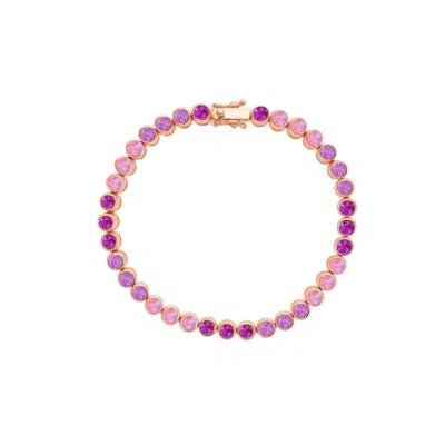 La Kaiser Women's Rose Gold Pink Opal Ombre Tennis Bracelet