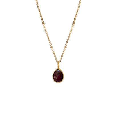 Mirabelle Jewellery Women's Red Julia Smooth Garnet Drop On Short Satellite Chain