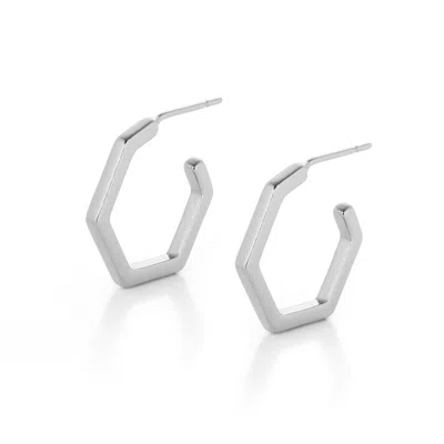 Nellou Jewellery Women's Hex Hoop Earrings Sterling Silver