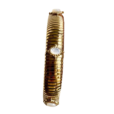 Laura Gray Women's Small Mother Of Pearl Gold Omega Bracelet