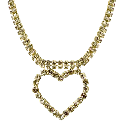 Laura Gray Women's White Diamond Crystal Heart Necklace