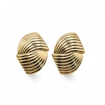 Miss Cecilia Women's Gold Ripple Oversized Ear Studs