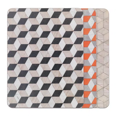 E. Inder Designs Yellow / Orange / Neutrals Chopping Boards Set Of Three In Three Different Colours. Bold Geometric P