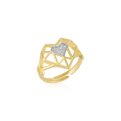 Spero London Geometric Heart Adjustable Ring