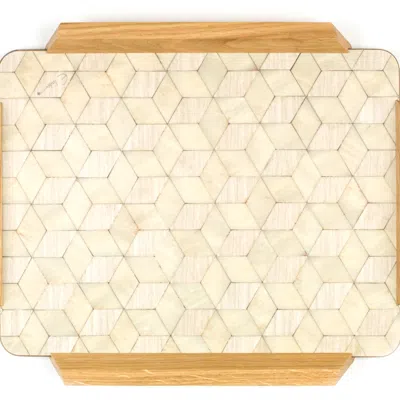 E. Inder Designs Grey / Green Tray In Mid Century Modern Geometric Scandinavian Style. Melamine Coated For Heat Resis