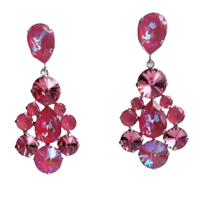 Laura Gray Women's Pink / Purple Barbie Pink Crystal Post Earrings