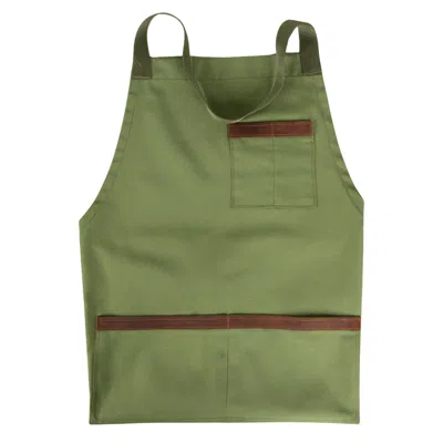 Leathere Durable Canvas Work Apron - Olive Green - Provence