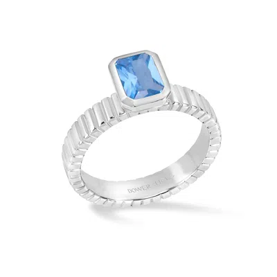 Dower & Hall Women's Silver / Blue Blue Topaz Octagon Twist Twinkle Ring In Sterling Silver