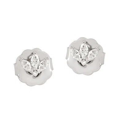 Artisan Women's Natural Rose Cut Diamond Stud Earrings In White Gold