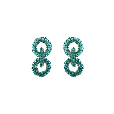 Lavish By Tricia Milaneze Women's Green / Pink / Purple Neon Turquoise Mix Lola Handmade Crochet Earrings