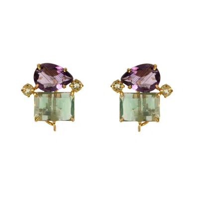 Bounkit Women's Pink / Purple / Green Pauline Studs Pierced