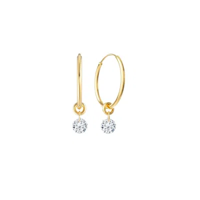 Lily Flo Jewellery Women's Gold Nova Rise Floating Brilliant Cut Hoop Earrings
