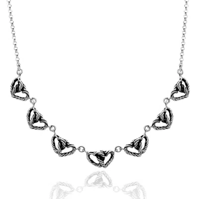 Unaloe Women's Necklace Sterling Silver With Seven Intertwined Hearts