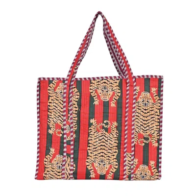Conscious Yoga Collective Women's Green / Red The Ultimate Tibetan Tiger Tote In Green & Red