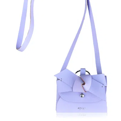 Aéhee New York Women's Pink / Purple Bow Card Holder Wallet With Shoulder Strap - Lavender