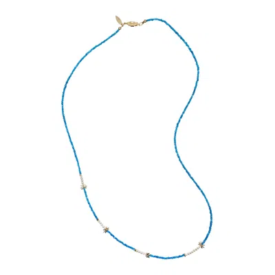 Farra Women's Natural Blue Turquoise Minimalist Long Necklace