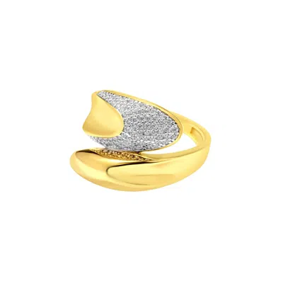 Zelveti Women's Gold Moonlight Big Hug Pavé Bypass Dome Ring