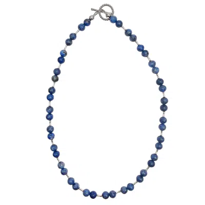 Farra Blue Apatite With Sterling Silver Men's Necklace