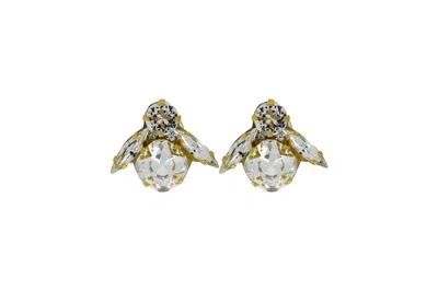Vickisarge Women's Neutrals The Big Clear Bee Earrings In Gold - Clip