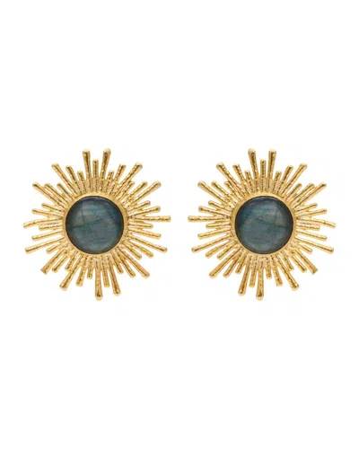 Kybele Studio Women's Gold / Grey Celestial Radiance Earrings With Labradorite