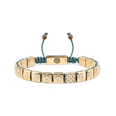 Mahigan Women's Gold / Green Macrame Bracelet With Moissanite & Dark Green String In Gold The - Sun Worshipp