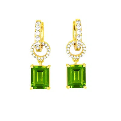 Gem Bazaar Jewellery Women's Green / White / Gold Greta Peridot Drop Earrings