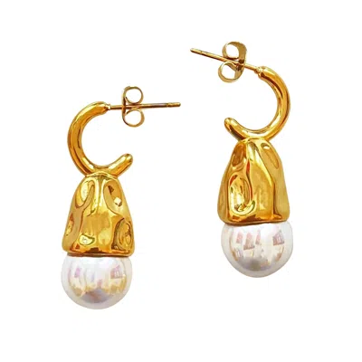 Smilla Brav Women's Gold / White Earrings Isabel