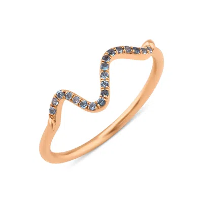 Melez Mini Atelier Women's Rose Gold / Blue / Gold Kundalini Ring - Solid Rose Gold With Blue Topaz