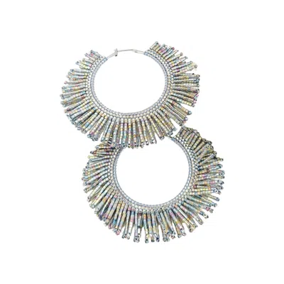 Jeannierichard Women's Auréole Statement Silver Tassel Maxi Hoops By