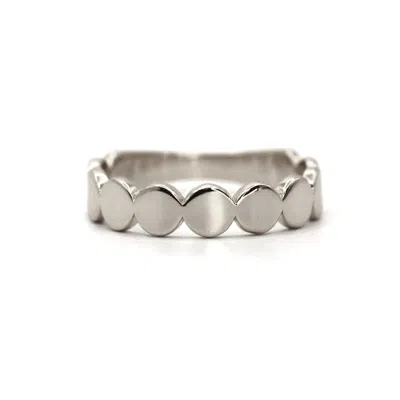 Vicstonenyc Fine Jewelry Men's Timeless Flat Dots White Solid Gold Ring