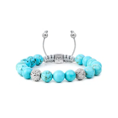 Mahigan Women's Grey / Silver / Blue Turquoise Beaded Bracelet With Silver Elements