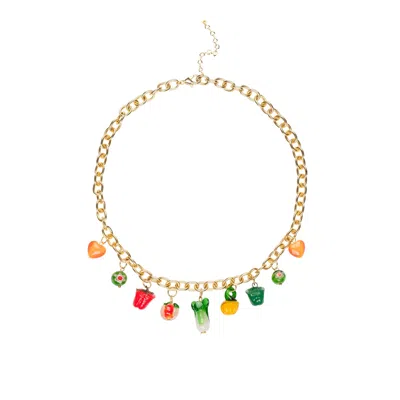 I'mmany London Women's Garden Produce Glass Vegetable Charm Golden Chain Necklace