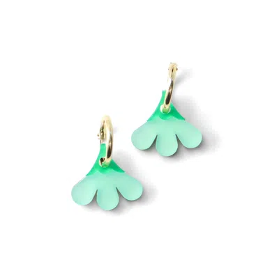 By Chavelli Women's Baby Daisy Dangly Hoop Earrings In Light Green