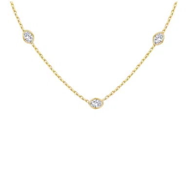 Lily Flo Jewellery Women's Gold Eclipse Oval Cut Diamond Station Necklace