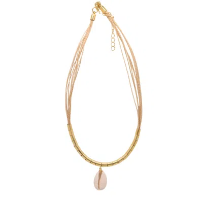 Nart Nature Making Art Women's Gold / White The Buzios Buriti Natural Fiber Necklace