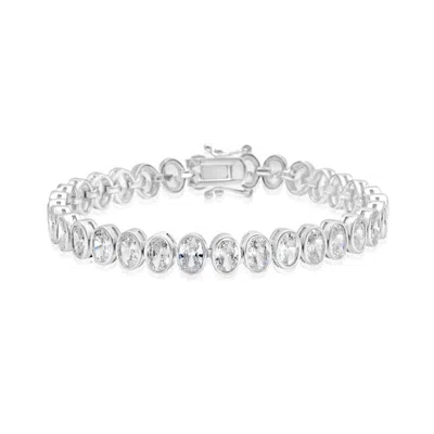 Shymi Women's Bezel-set Oval Tennis Statement Bracelet - Silver