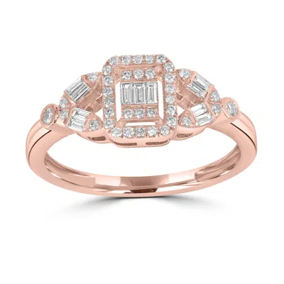 Artisan Women's Rose Gold / White 18k Rose Gold Baguette Cut Diamond Designer Ring
