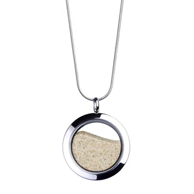 My Little Nature Women's Silver / Neutrals / Brown Designer Statement Necklace With Natural Beach Sand – Neutral Tone