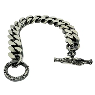 Tg-jewellery By Tamara Gervasio Men's Silver / Black Celtic Dog Two Silver Curb Bracelet Power Jump Ring